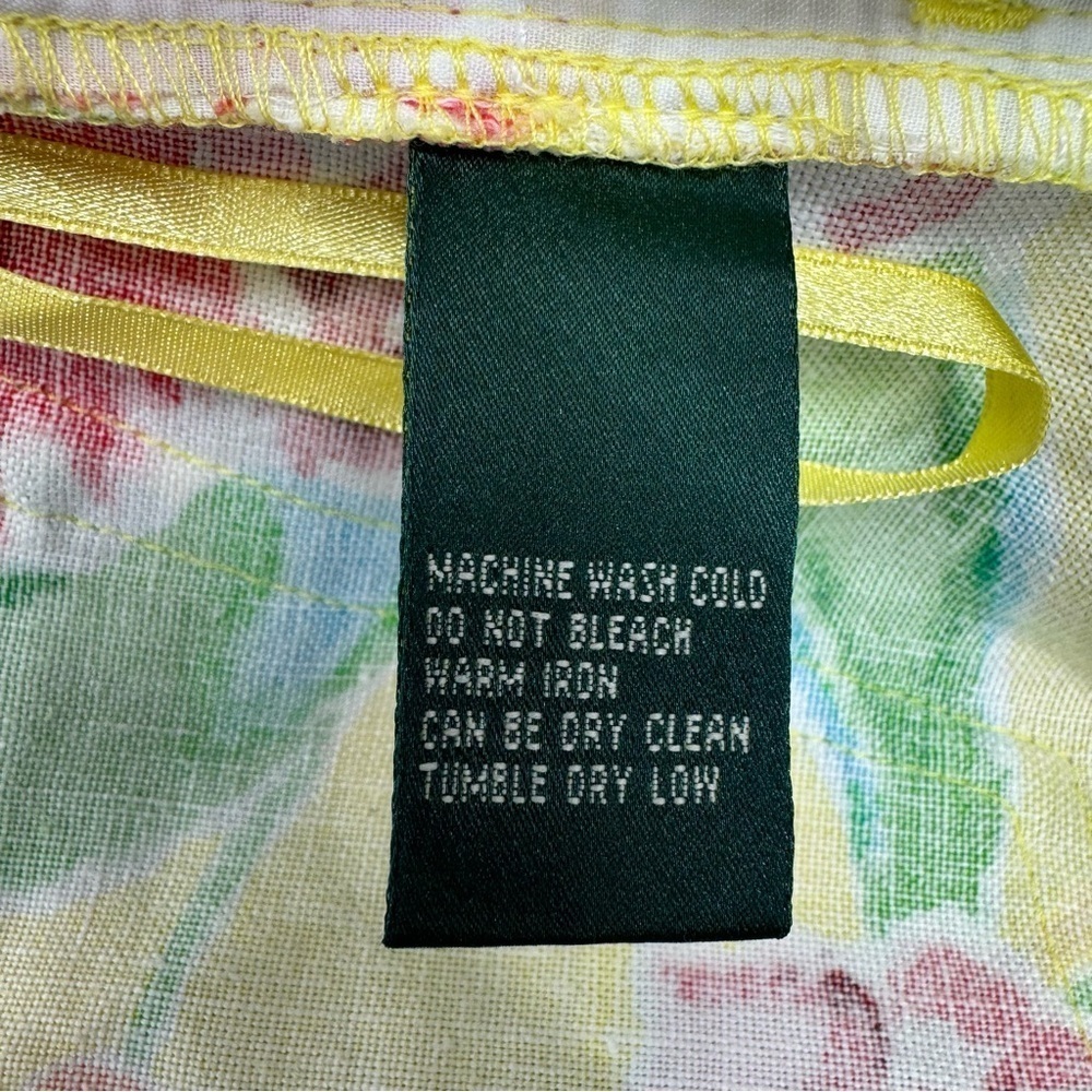 Lauren Ralph Lauren Linen Cropped Pants Women’s 8 Yellow Floral Tropical Hawaii - Picture 16 of 16